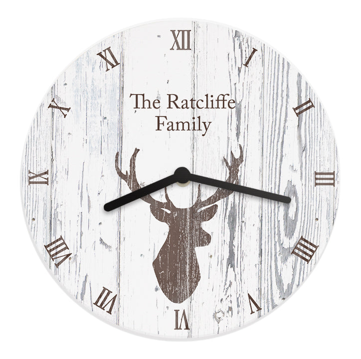 Personalised Highland Stag Shabby Chic Wooden Clock - image 5