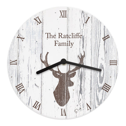 Personalised Highland Stag Shabby Chic Wooden Clock - image 5