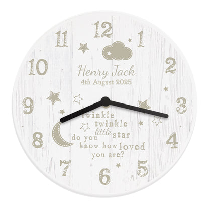Personalised Twinkle Twinkle Shabby Chic Large Wooden Clock - image 5