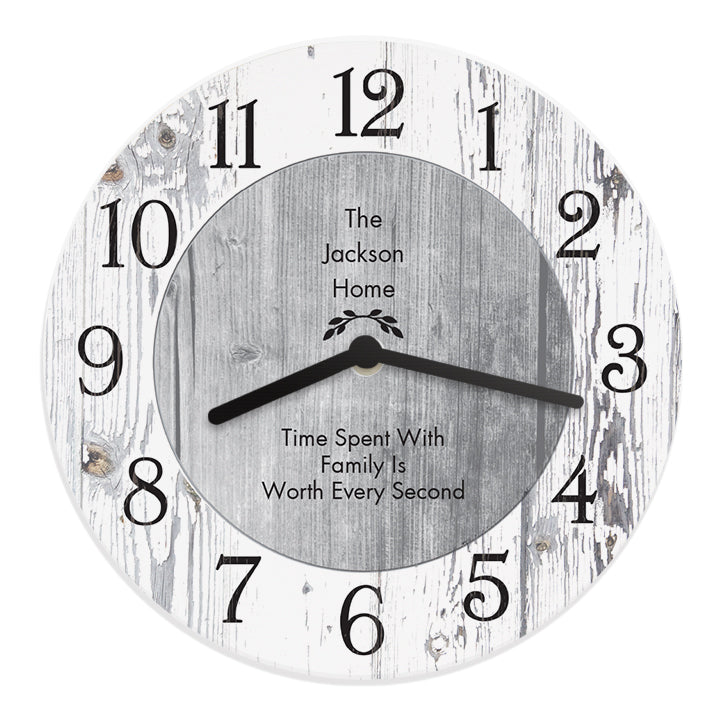 Personalised Any Message Shabby Chic Large Wooden Clock - image 5