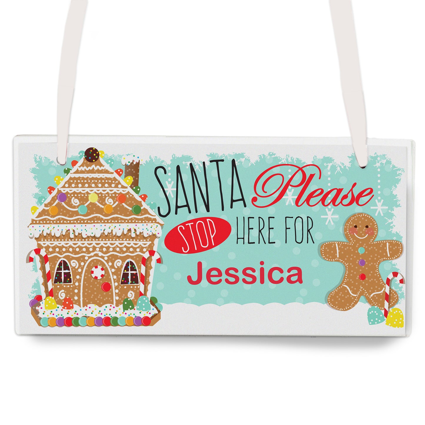 Personalised Gingerbread House Santa Stop Here Wooden Sign - image 2