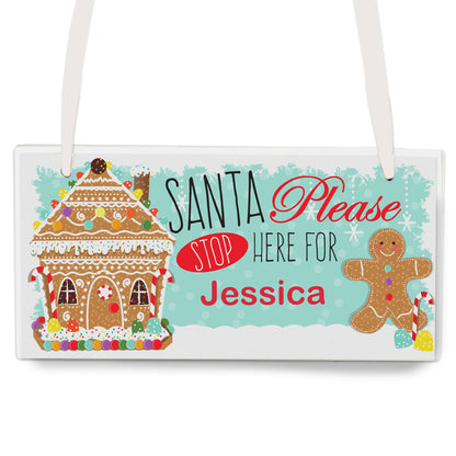 Personalised Gingerbread House Santa Stop Here Wooden Sign - image 2