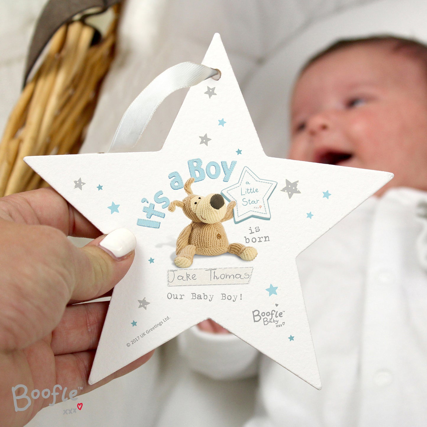 Personalised Boofle Its a Boy Wooden Star Decoration from Heartfelt Gifts
