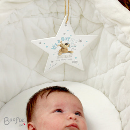 Personalised Boofle Its a Boy Wooden Star Decoration - image 3