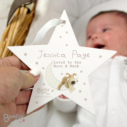 Personalised Boofle Baby Wooden Star Decoration from Heartfelt Gifts