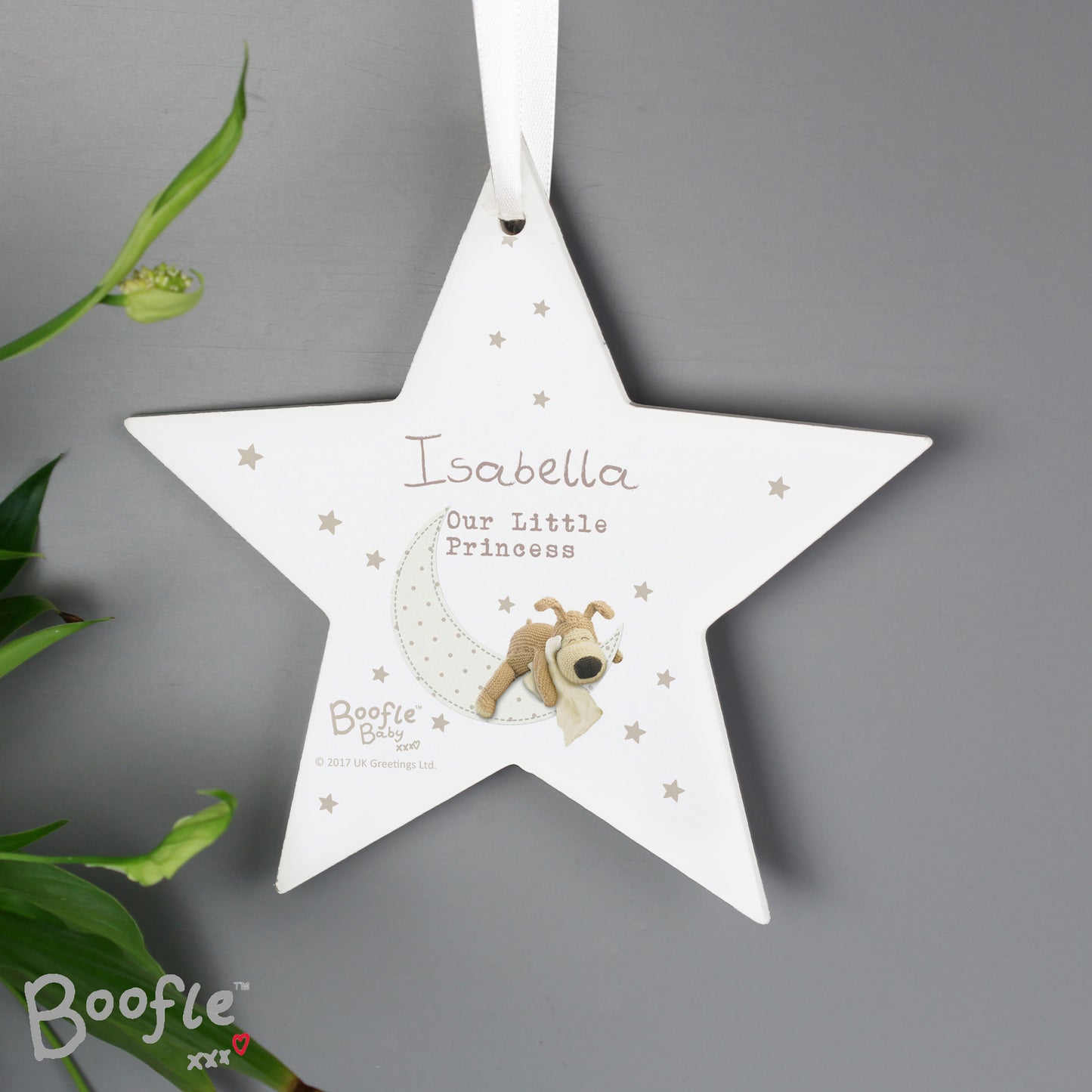 Personalised Boofle Baby Wooden Star Decoration - image 2
