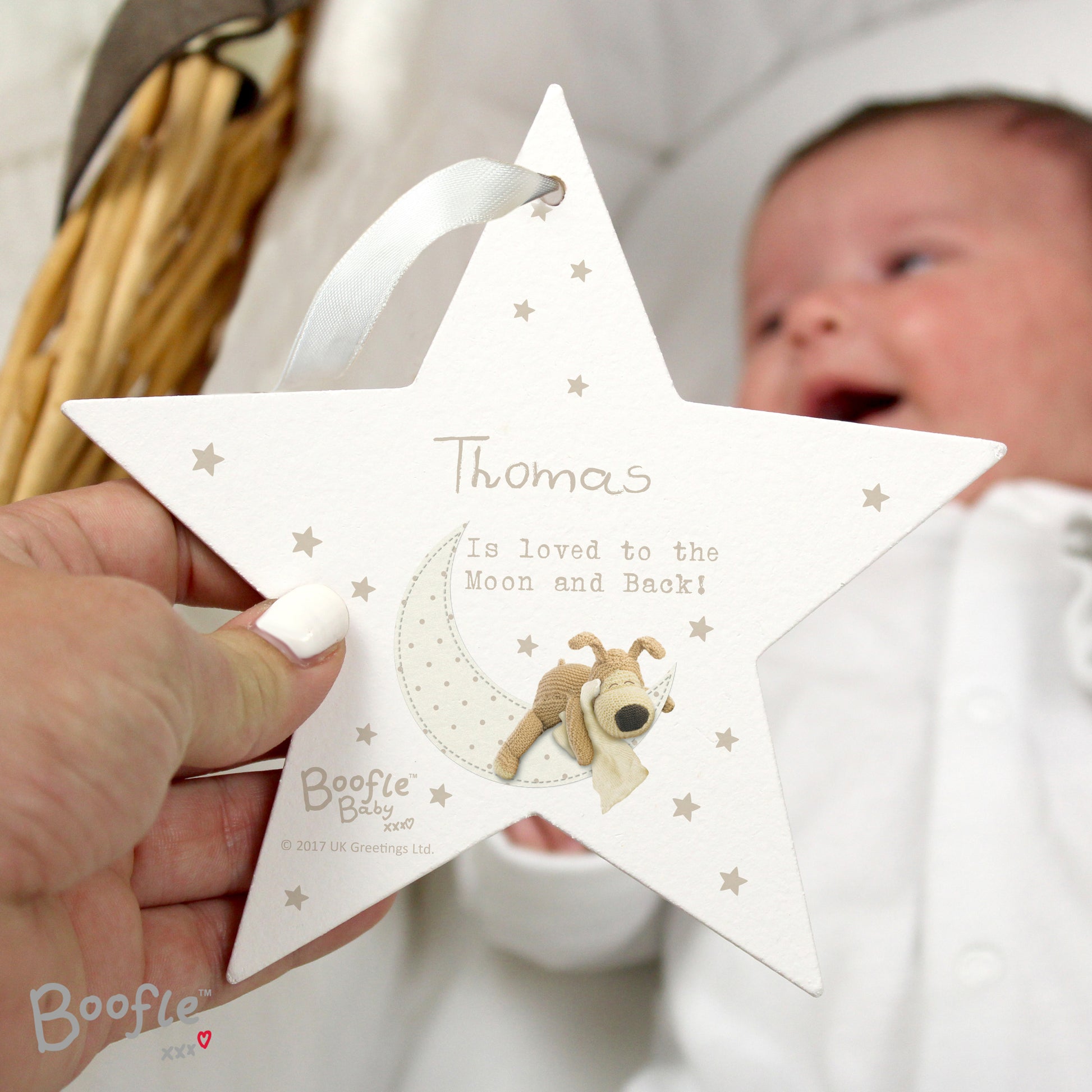 Personalised Boofle Baby Wooden Star Decoration - image 4