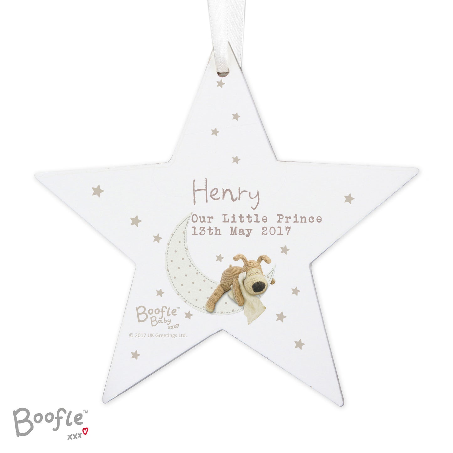 Personalised Boofle Baby Wooden Star Decoration - image 5