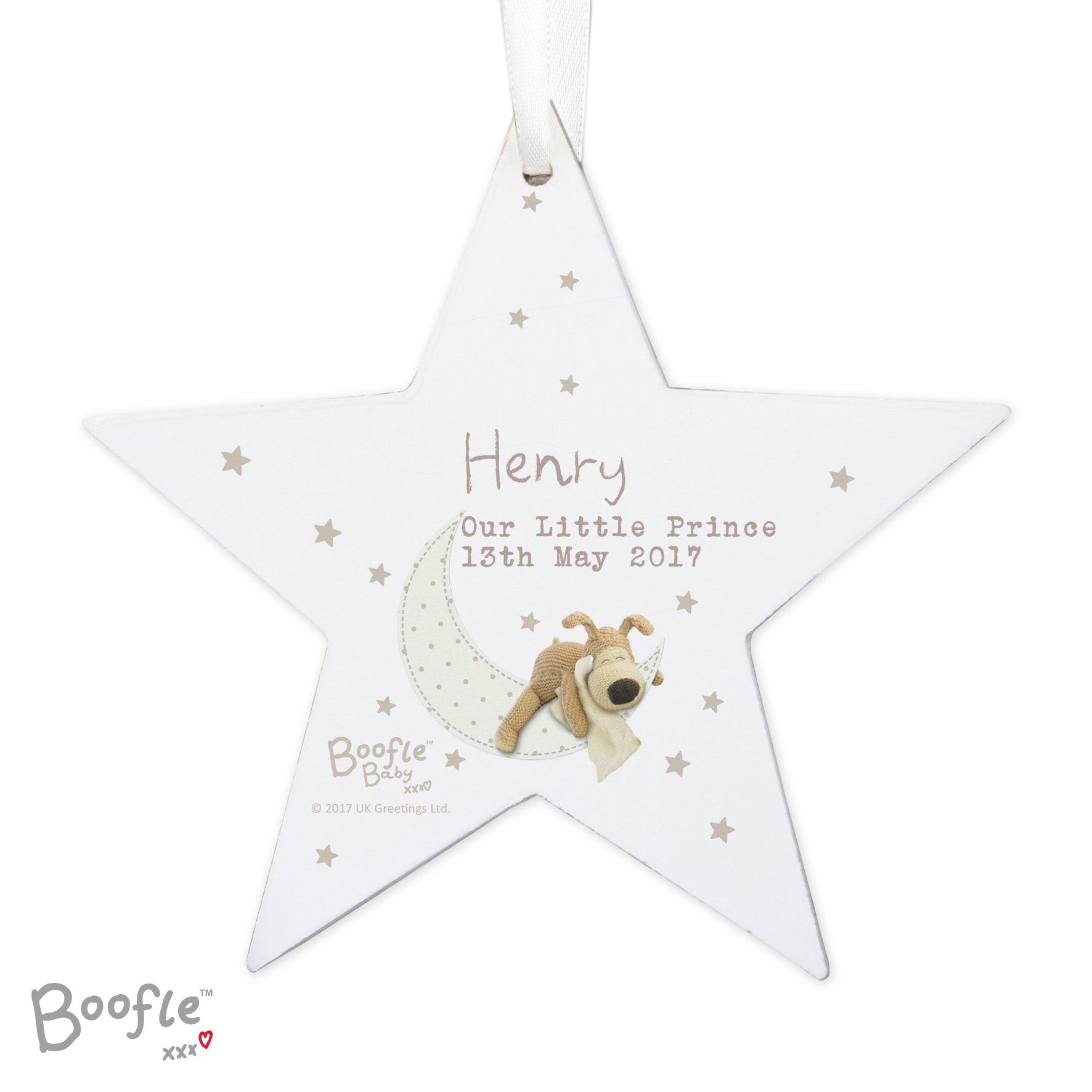 Personalised Boofle Baby Wooden Star Decoration - image 5