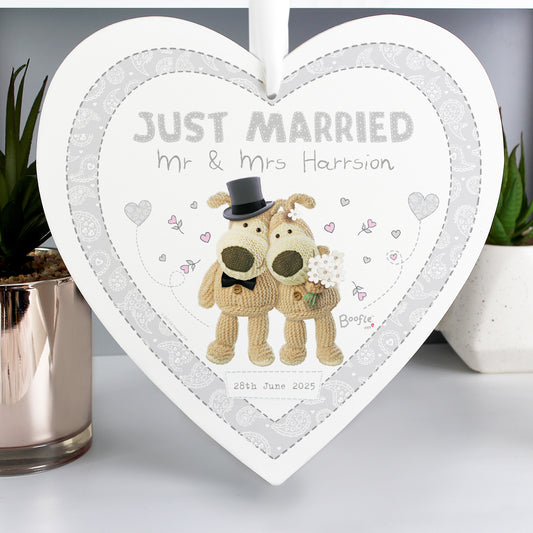 Personalised Boofle Wedding Large Wooden Heart Decoration from Heartfelt Gifts