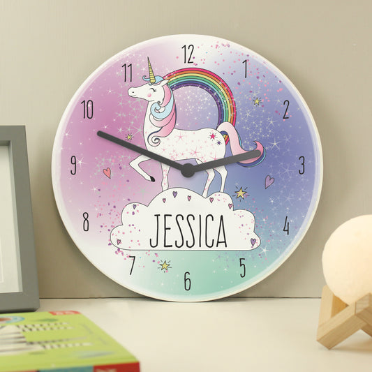 Personalised Unicorn Wooden Clock from Heartfelt Gifts