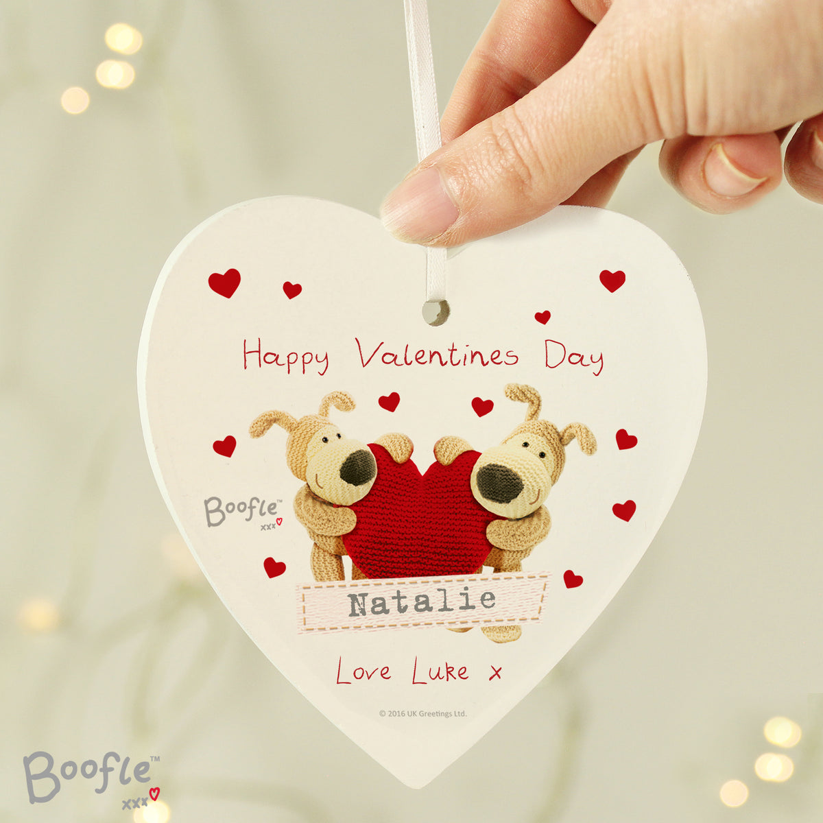 Personalised Boofle Shared Heart Wooden Heart Decoration - image 3