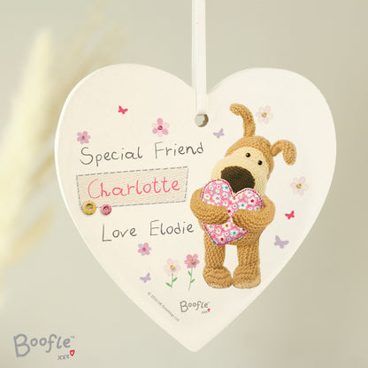 Personalised Boofle Flowers Wooden Heart Decoration - image 4