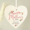 Personalised Floral Bouquet Mother's Day Wooden Heart Decoration
