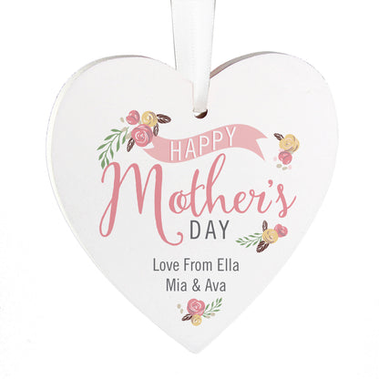 Personalised Floral Bouquet Mother's Day Wooden Heart Decoration - image 3