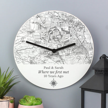 Personalised 1805 - 1874 Old Series Map Compass Wooden Clock - image 2