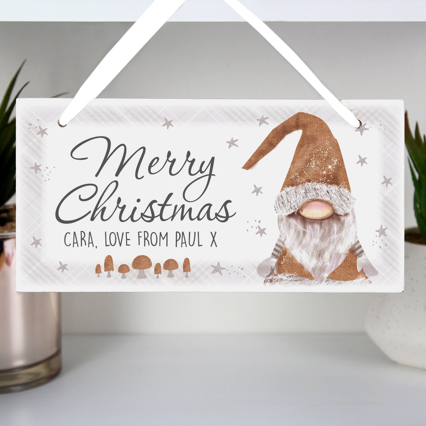 Personalised Christmas Gonk Wooden Sign from Heartfelt Gifts