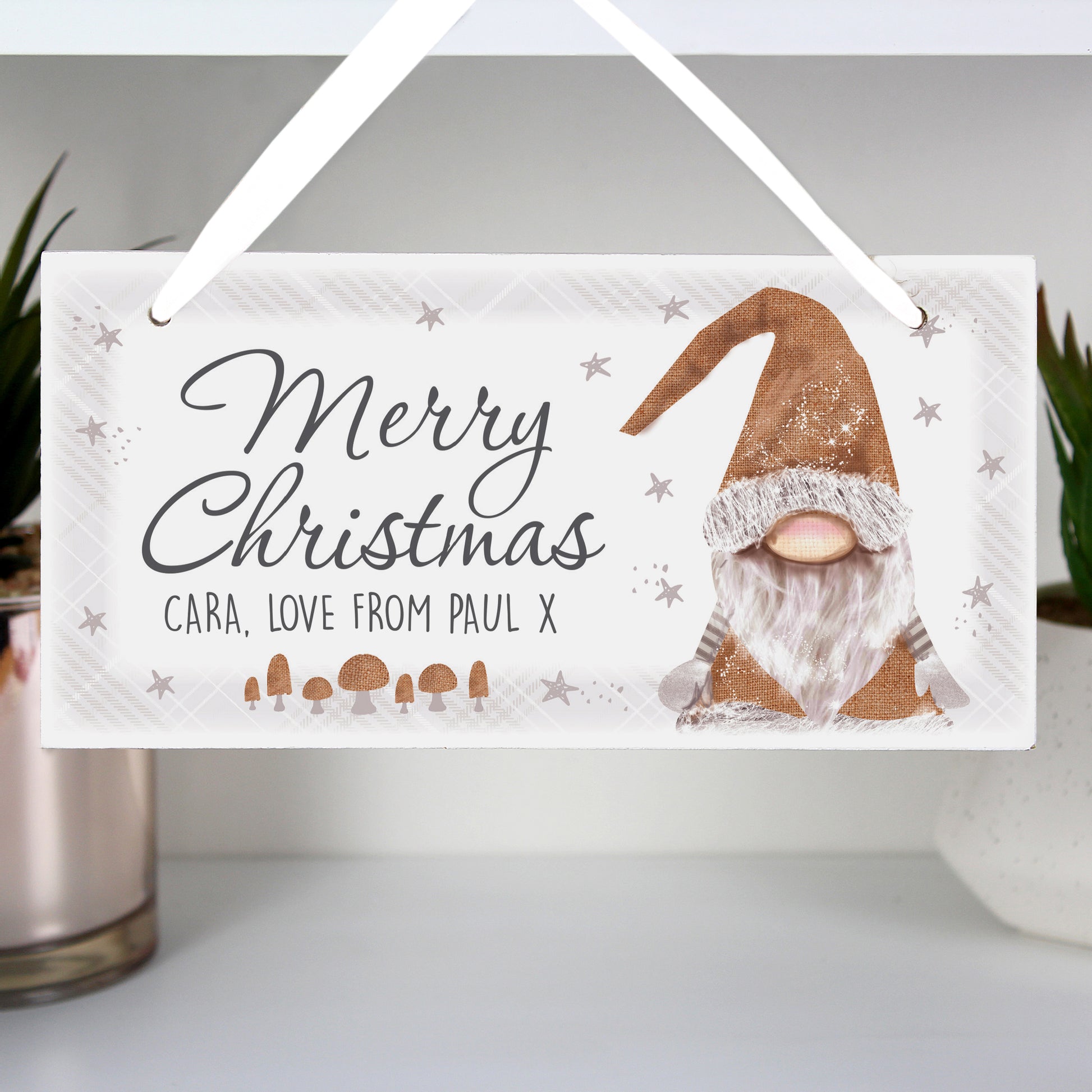 Personalised Christmas Gonk Wooden Sign from Heartfelt Gifts