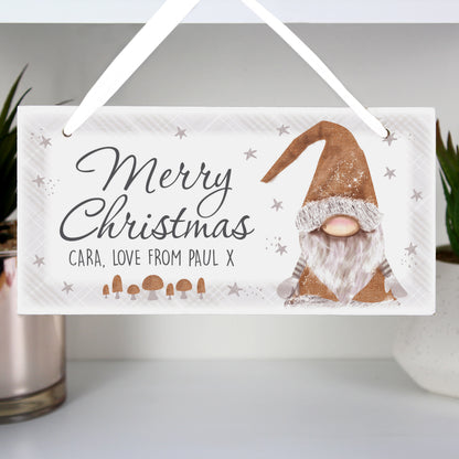 Personalised Christmas Gonk Wooden Sign from Heartfelt Gifts