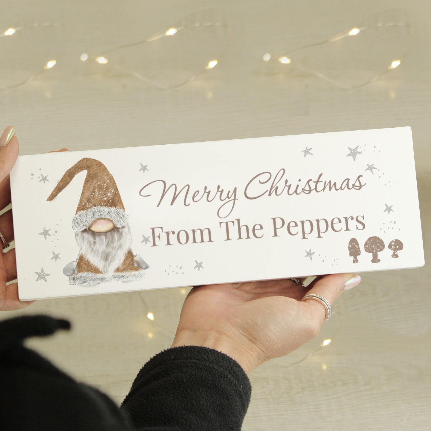 Personalised Christmas Gonk Wooden Mantel Decoration - image 2