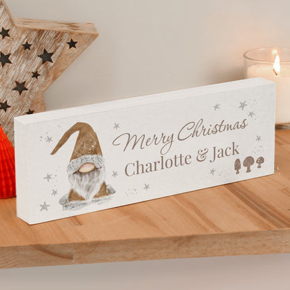 Personalised Christmas Gonk Wooden Mantel Decoration - image 3