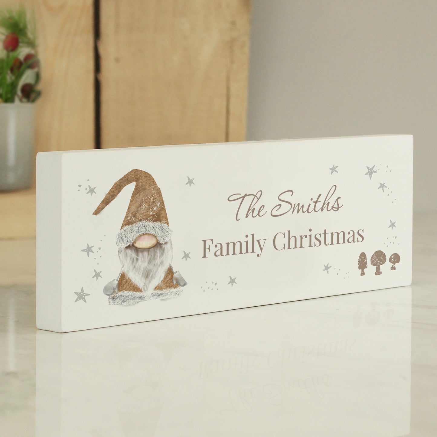 Personalised Christmas Gonk Wooden Mantel Decoration - image 4