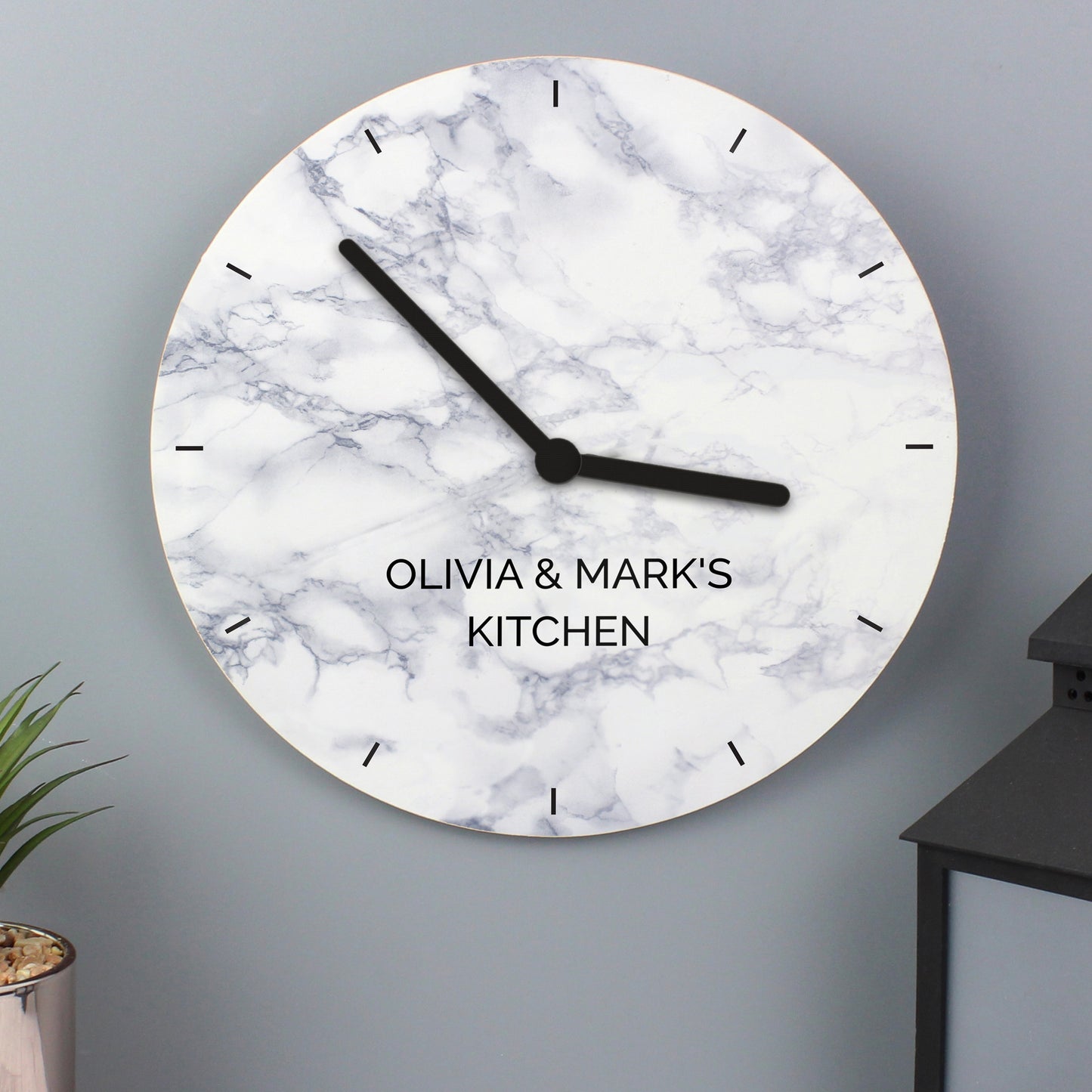 Personalised Marble Effect Wooden Clock from Heartfelt Gifts