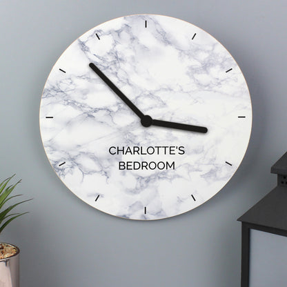 Personalised Marble Effect Wooden Clock - image 2