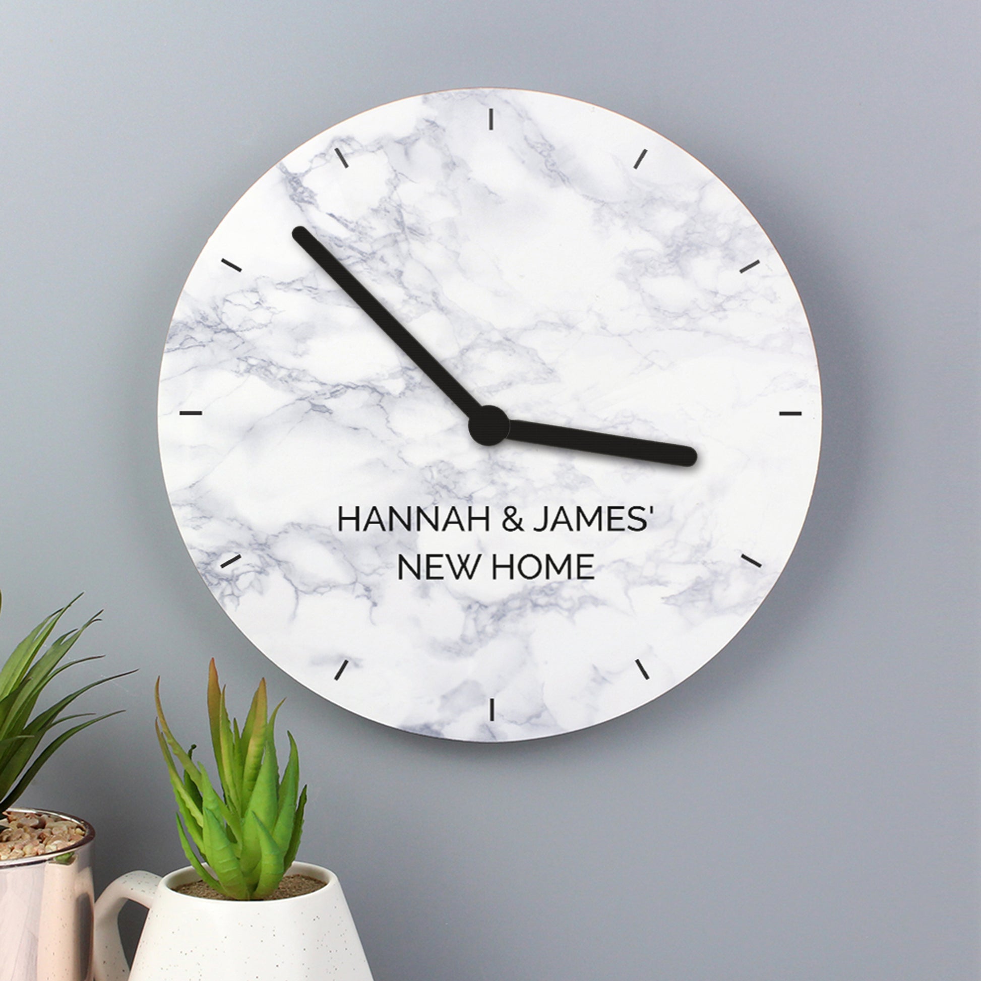 Personalised Marble Effect Wooden Clock - image 3