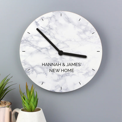 Personalised Marble Effect Wooden Clock - image 3
