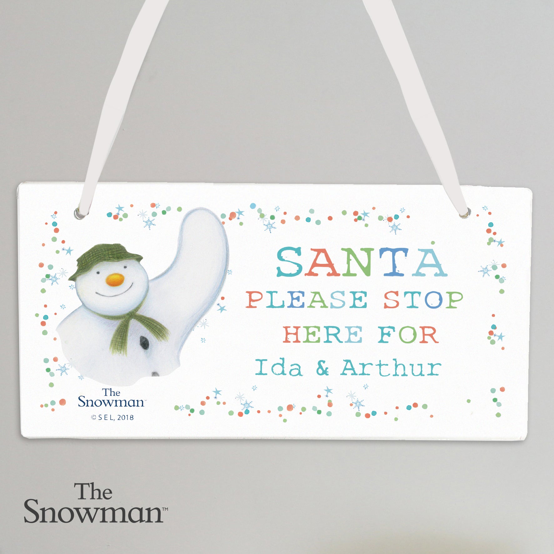 Personalised The Snowman Let it Snow Santa Stop Here Wooden Sign - image 3