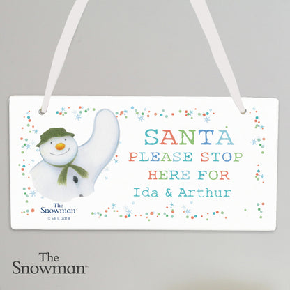 Personalised The Snowman Let it Snow Santa Stop Here Wooden Sign - image 3