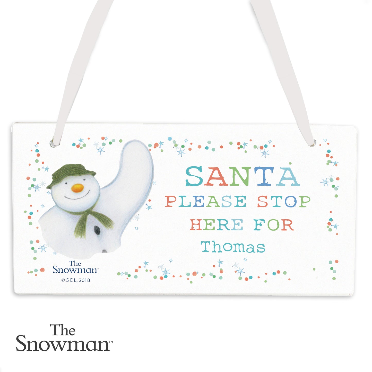 Personalised The Snowman Let it Snow Santa Stop Here Wooden Sign - image 4