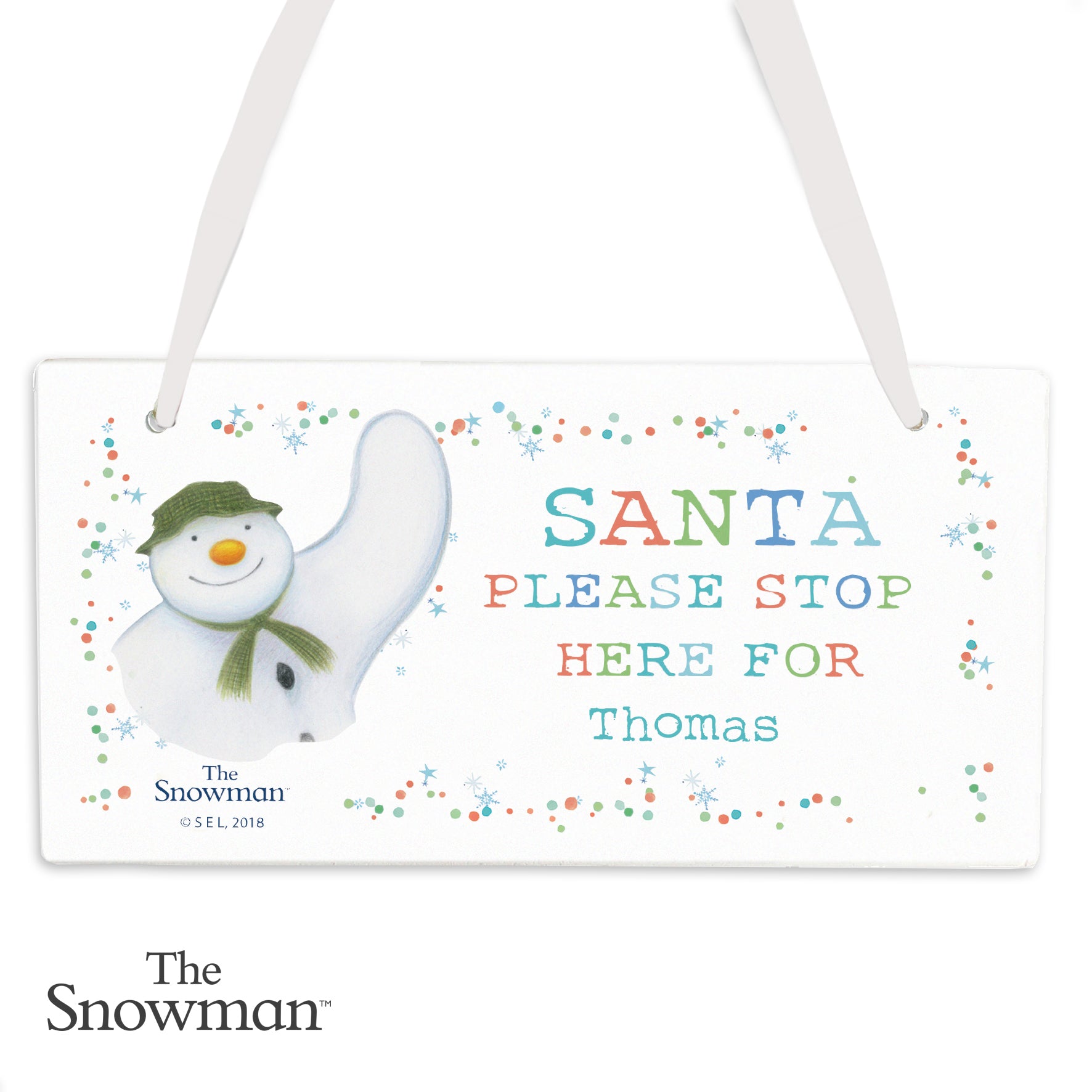 Personalised The Snowman Let it Snow Santa Stop Here Wooden Sign - image 4