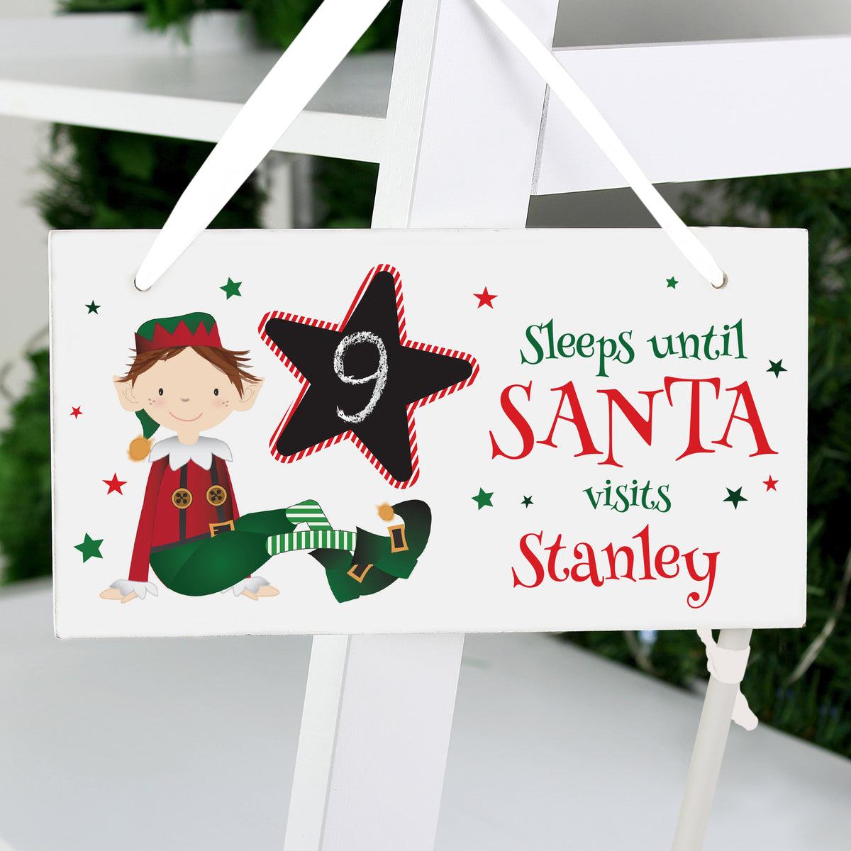 Wooden Elf Christmas countdown sign – additional product image