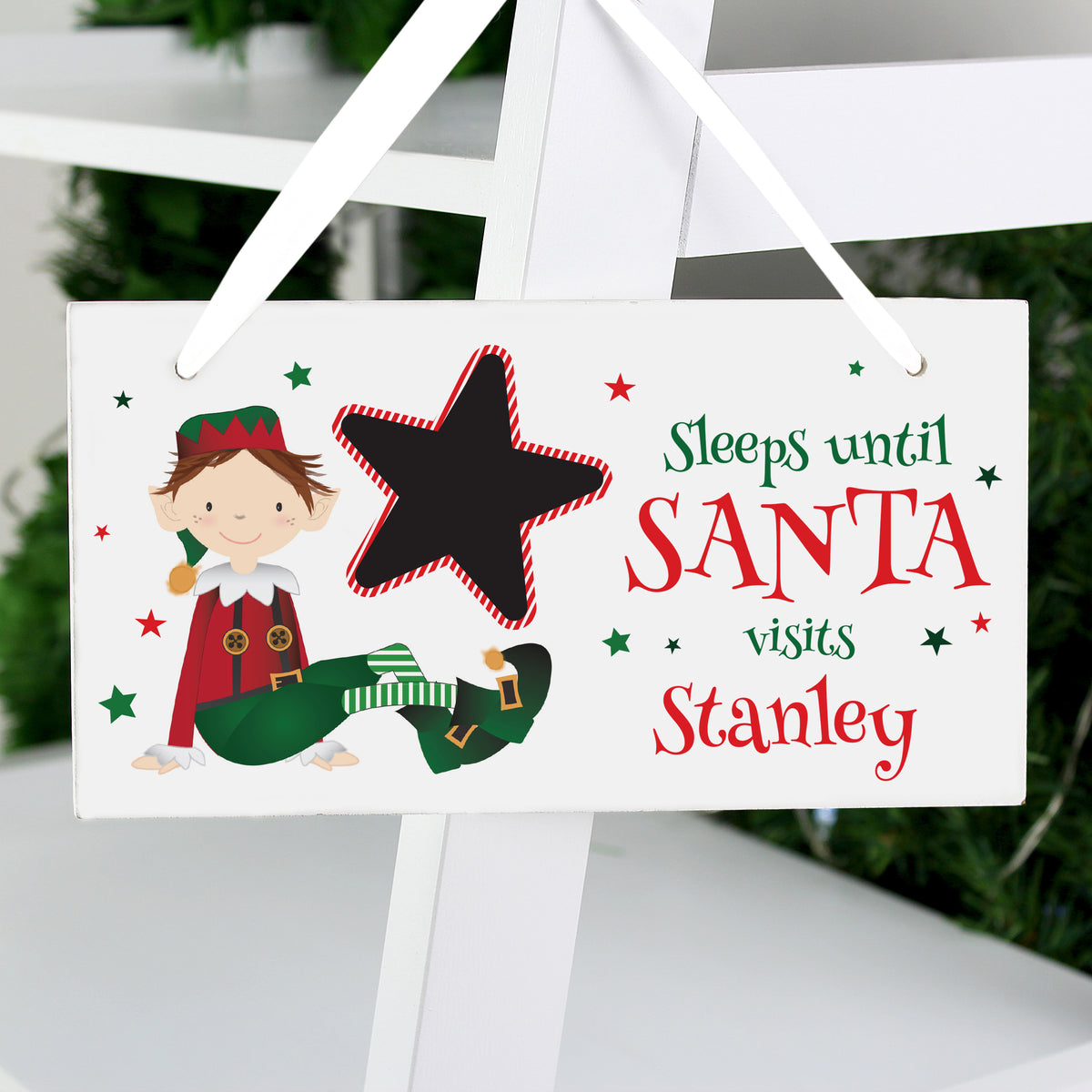 Personalised Elf countdown wooden sign – gallery image