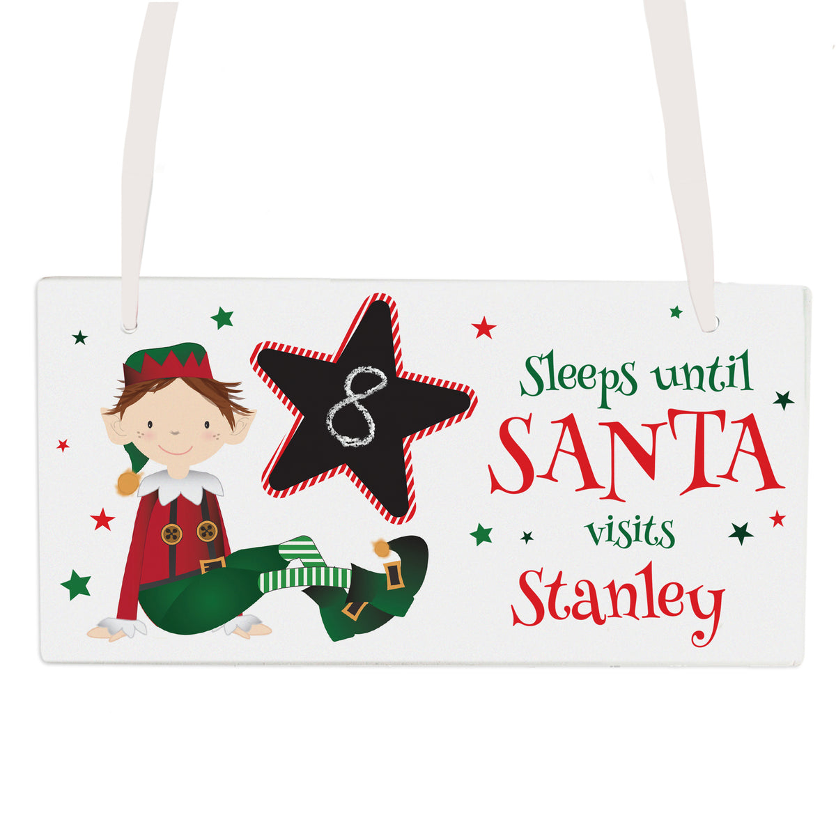 Personalised wooden Elf Christmas countdown decoration
