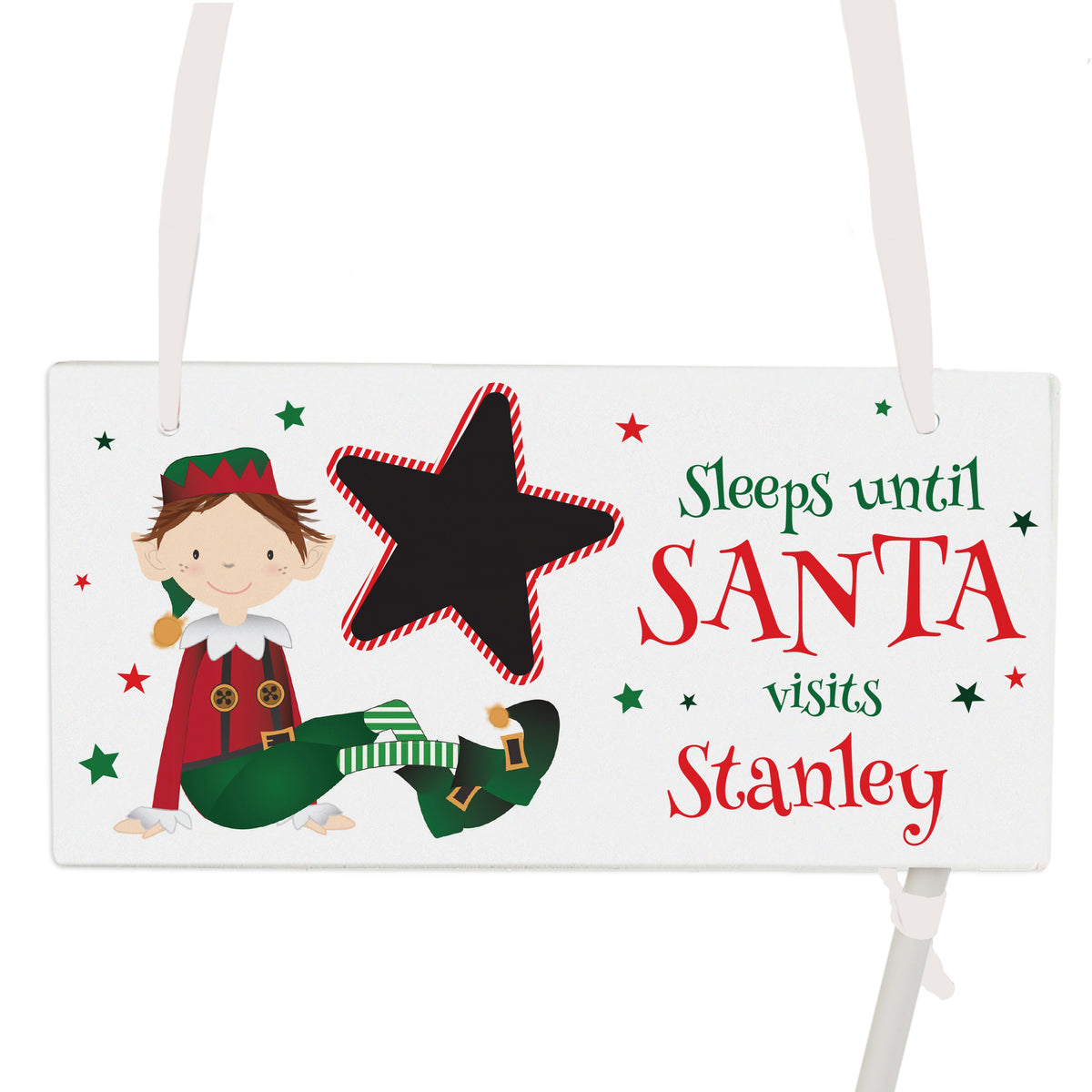 Elf Christmas countdown sign with personalised name or names