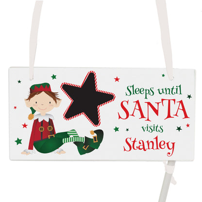 Elf Christmas countdown sign with personalised name or names