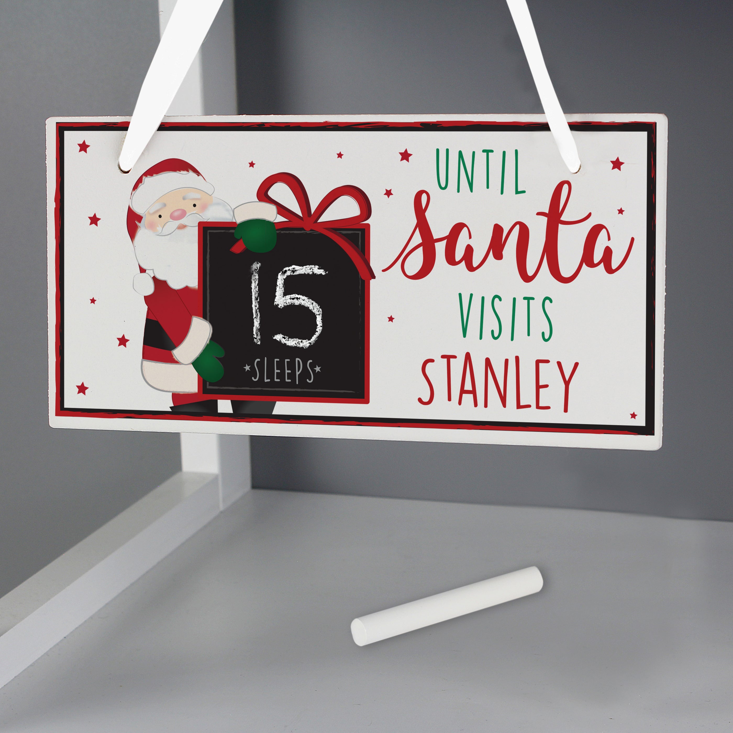 Personalised Santa Christmas Chalk Countdown Wooden Block from Heartfelt Gifts