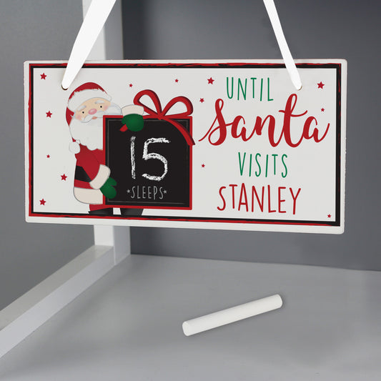 Personalised Santa Christmas Chalk Countdown Wooden Block from Heartfelt Gifts