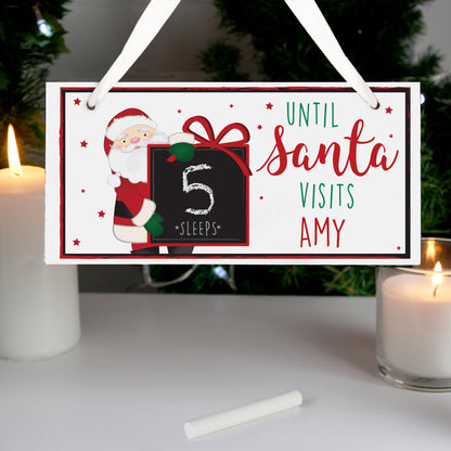 Personalised Santa wooden countdown block with chalkboard square