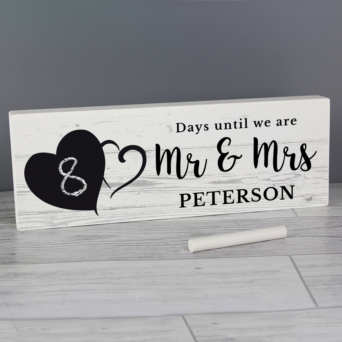 Personalised rustic wooden chalk countdown mantel decoration