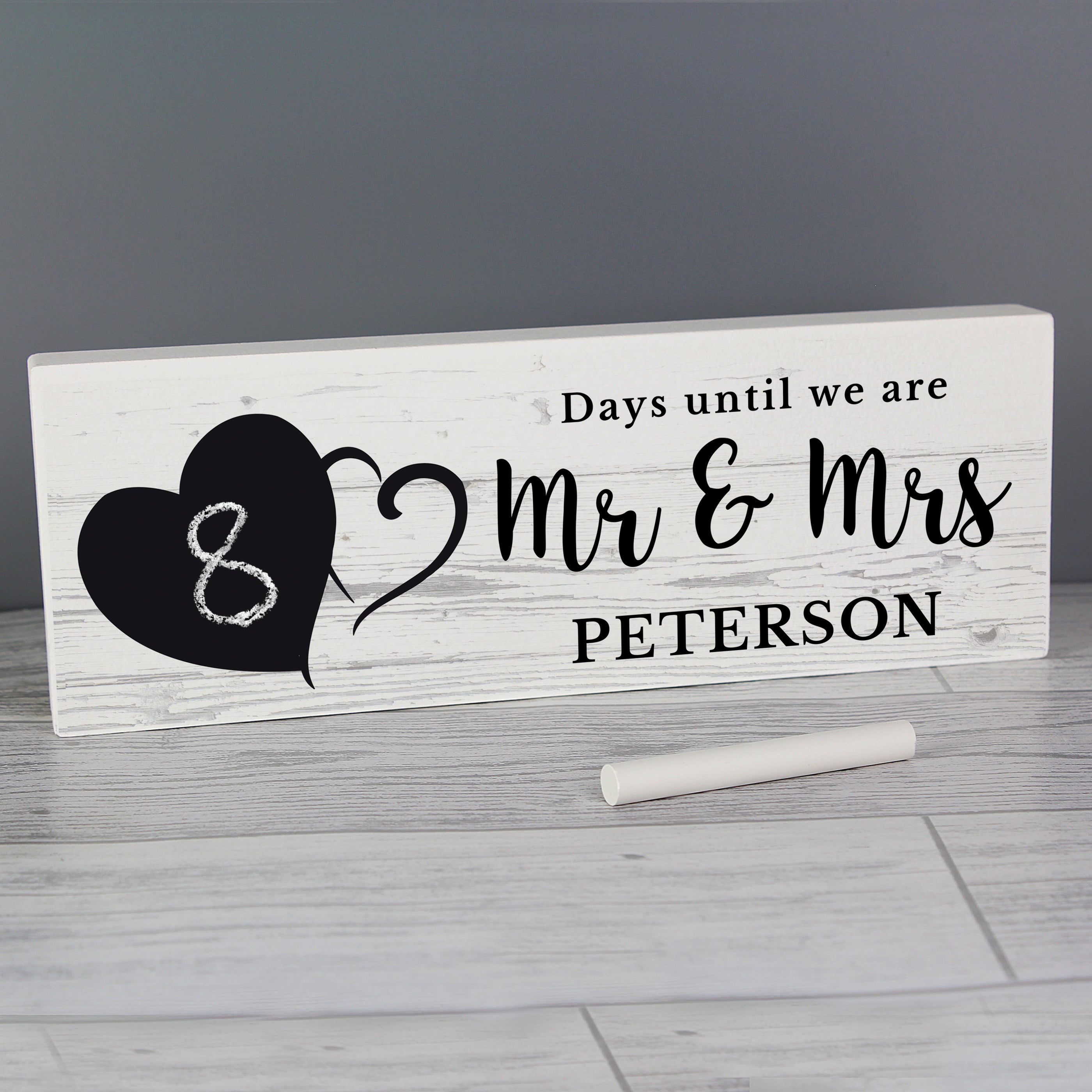 Personalised Rustic Chalk Countdown Wooden Mantel Decoration from Heartfelt Gifts