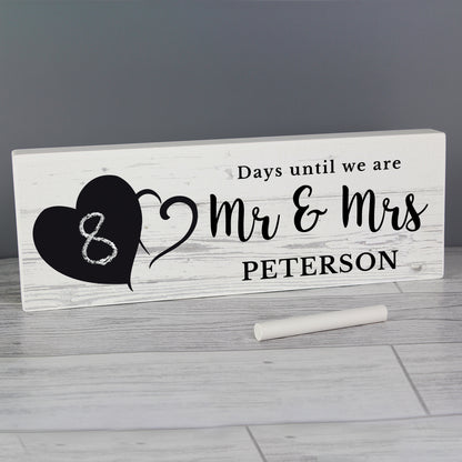 Personalised rustic wooden chalk countdown mantel decoration