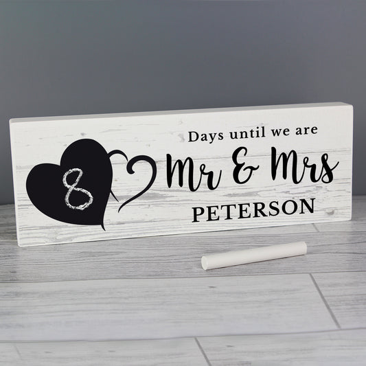 Personalised Rustic Chalk Countdown Wooden Mantel Decoration from Heartfelt Gifts
