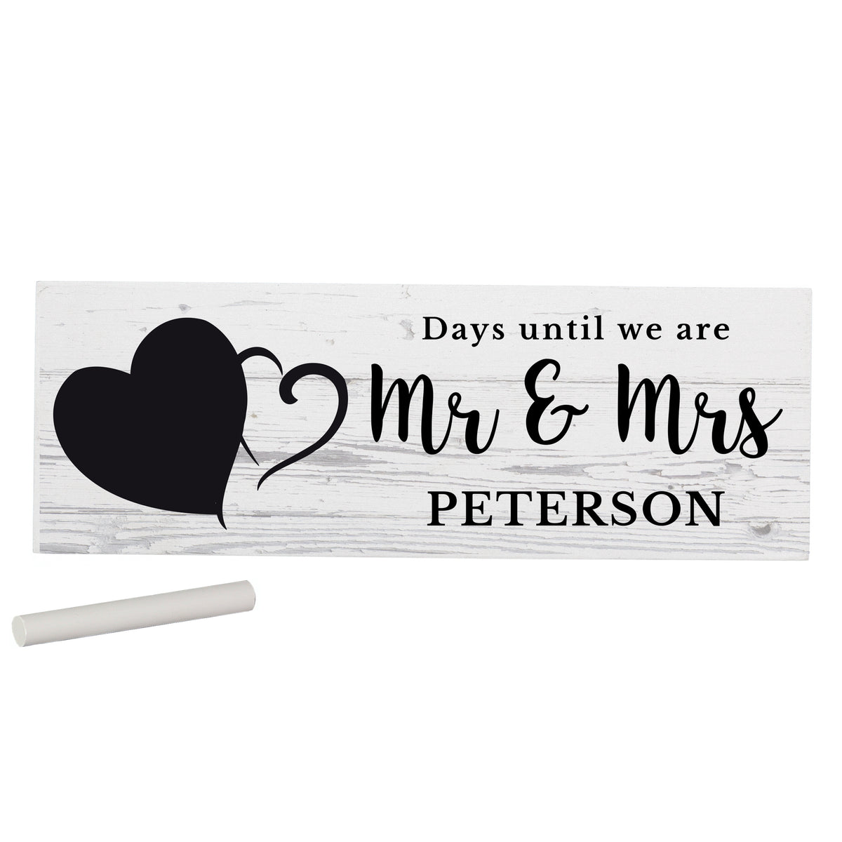 Rustic chalk countdown decoration with personalised wording
