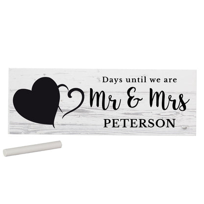 Rustic chalk countdown decoration with personalised wording