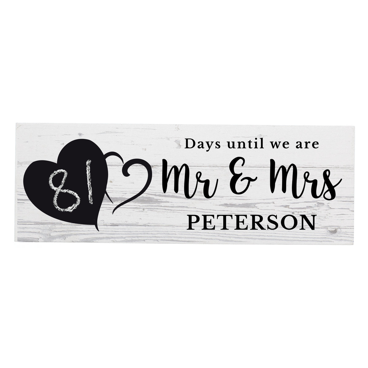 Solid-wood rustic countdown decoration with reusable chalkboard