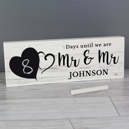 Personalised rustic countdown decoration – wood and chalk detail